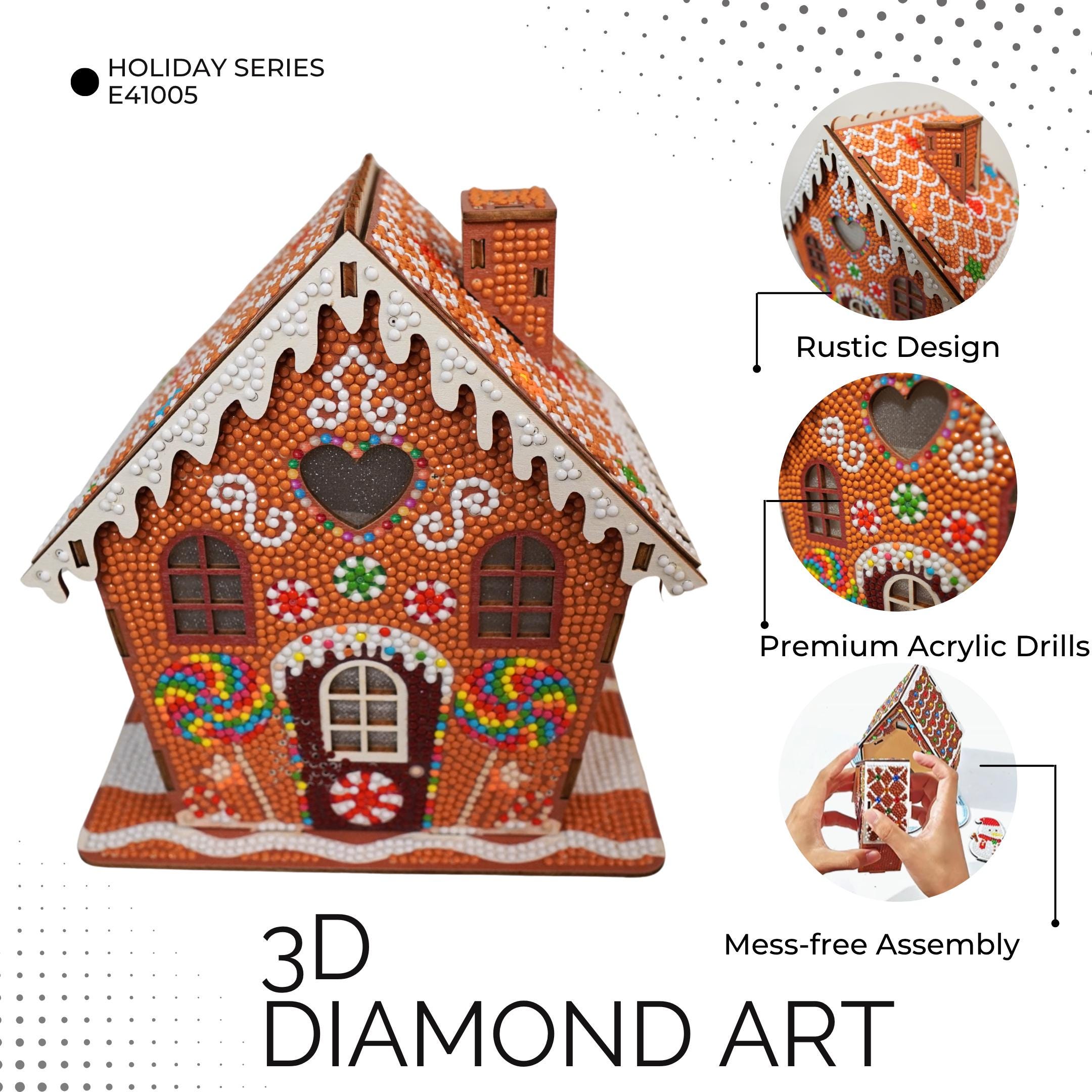 3D Gingerbread House Diamond Painting Kit | DIY Christmas Décor Craft ...