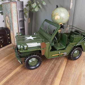 Handmade Collectable Metal Army Jeep Model | Vintage-style Military Toy | Metal Model Old School