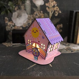 Kit de pintura de diamantes 3D: Casa arcoíris en miniatura, regalo de decoración para el hogar