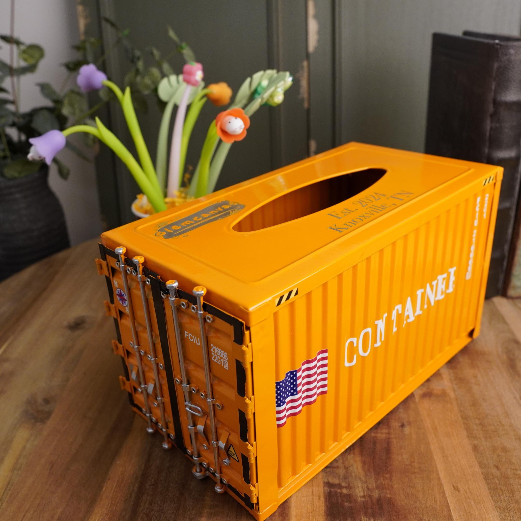 Personalized Steel Container Tissue Box – Handmade & Painted