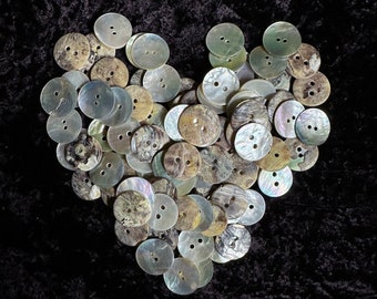 100 Large Size 2-Hole Mother of Pearl Vintage Buttons