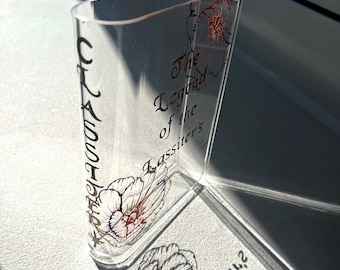 Personalized flower book vase; fancy, romance, mystery/thriller or dark romance.