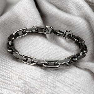 Heren punk rock roestvrij staal fietsketting armband vintage geoxideerd zwart biker sieraden voor mannen locomotief armband cadeau voor hem