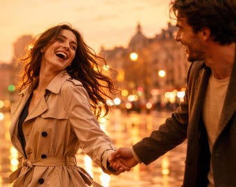 Romantique urbaine contemporaine | Couple coucher de soleil à Paris, main dans la main | Couverture de l'ebook Deuxième chance