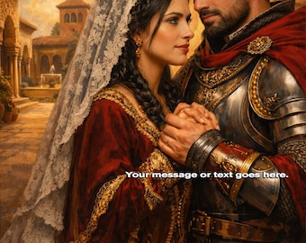 Couverture de livre romane médiévale préfabriquée - Cour du château chevalier guerrier espagnol - Couverture de livre électronique