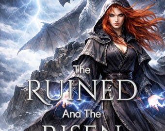 Les Ruinés et les Ressuscités | Couverture de livre fantaisie préfabriquée | Couverture de l'ebook Dragon des tempêtes | Sorcière rousse
