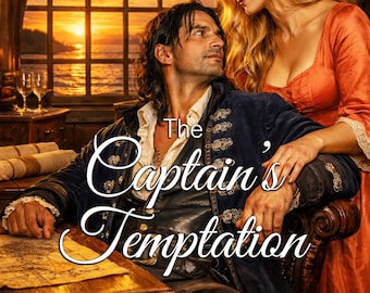 Couverture de livre prête à l'emploi romance pirate | Captain's Quarters Coucher de soleil | Ebook nautique historique Cvr