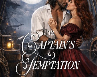 Couverture de livre préfabriquée romance pirate - Étreinte sur le pont du navire au clair de lune - Ebook d'histoire d'amour historique