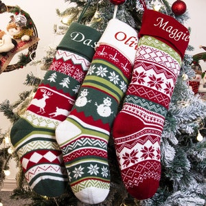 Personalized Christmas Stocking, Knit Christmas Stocking, Custom Christmas Stocking, Embroidered Stocking, Holiday Stockings,Christmas Gift.