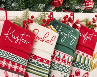 2025 Embroidered Christmas Stockings,Personalized Knitted Christmas Stockings,Family Christmas Stockings,Holiday Stockings,Christmas gifts