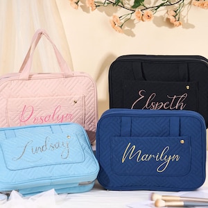 Personalized Hanging Makeup bag,Large Capacity Travel Cosmetic Bag,Bridesmaid Gift for Her,Custom Travel Organizer,Bridal Shower Gift ForMom