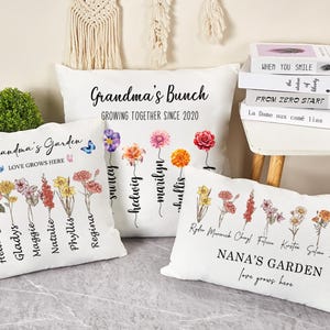 Aangepaste oma&#39;s tuinkussens, geboortebloem oma cadeaus van kleinkinderen, Moederdagcadeaus voor oma moeder, geboortebloem cadeau voor haar tante