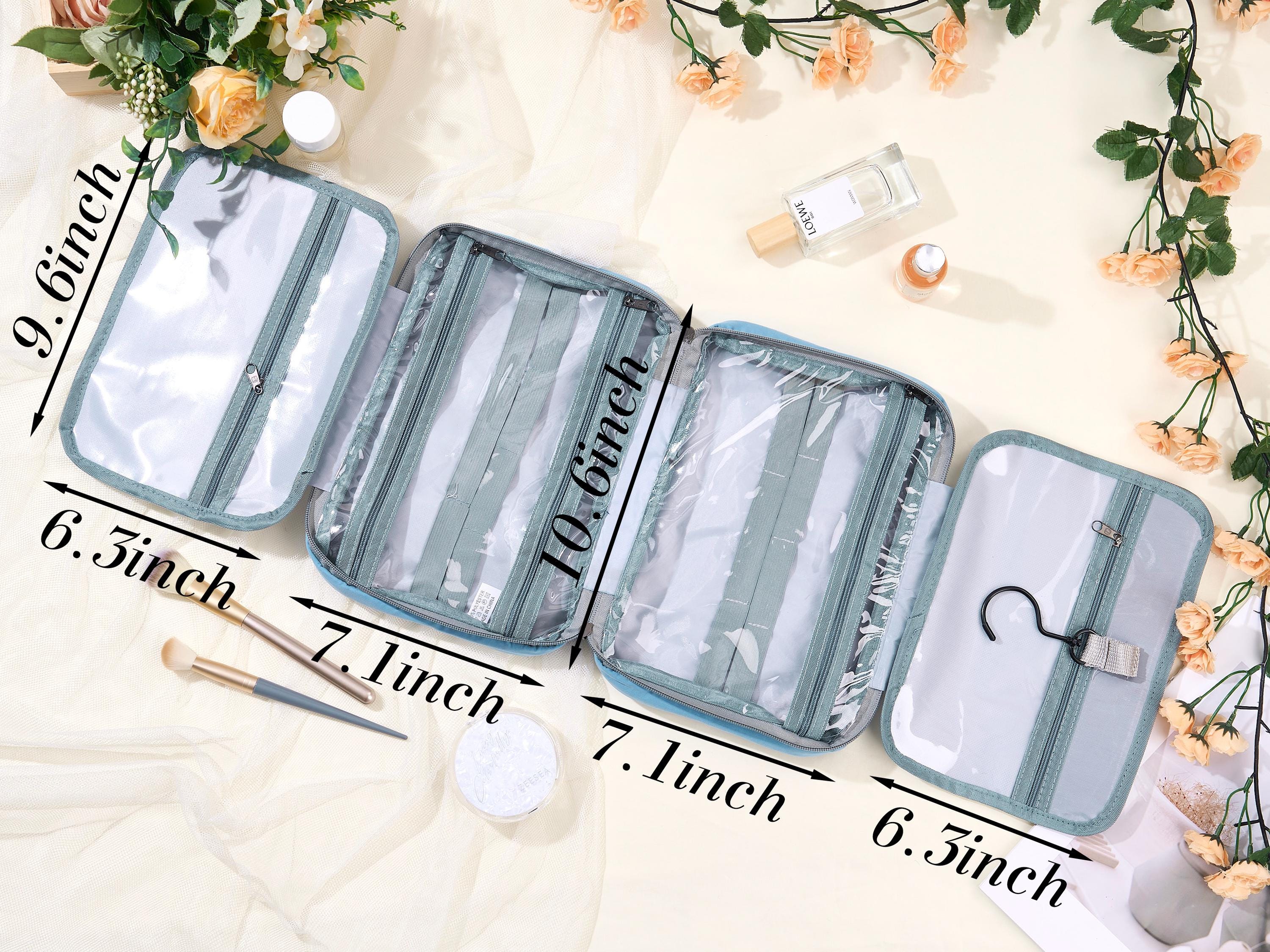 Personalized Hanging Makeup Bag – Large Capacity Travel Cosmetic Organizer, Custom Bridesmaid Gift, Bridal Shower Gift for Her