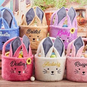 Personalized Easter Basket,Custom Easter Bunny Basket With Name, Monogrammed Easter Bucket,Kids Easter Gift,Furry Easter Basket,Easter Decor