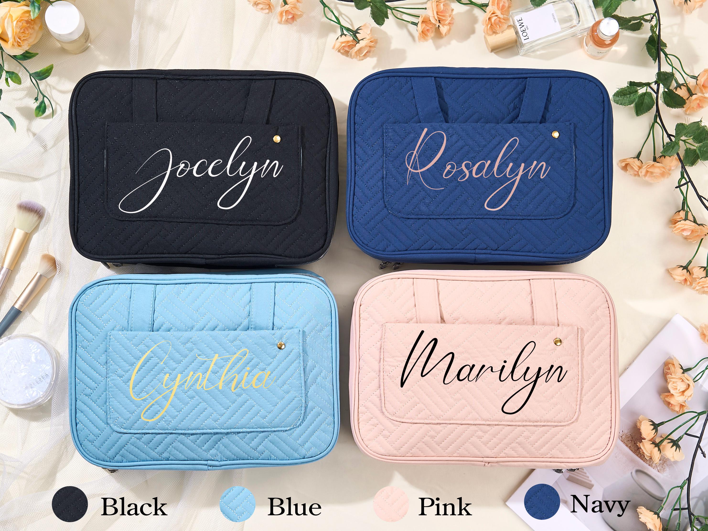 Personalized Hanging Makeup Bag – Large Capacity Travel Cosmetic Organizer, Custom Bridesmaid Gift, Bridal Shower Gift for Her