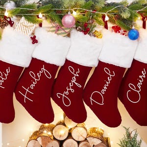 Red Plush Christmas Stockings,Personalized Christmas Stockings,2024 Family Stockings,Custom Name Christmas Stocking,Christmas Gift for kids