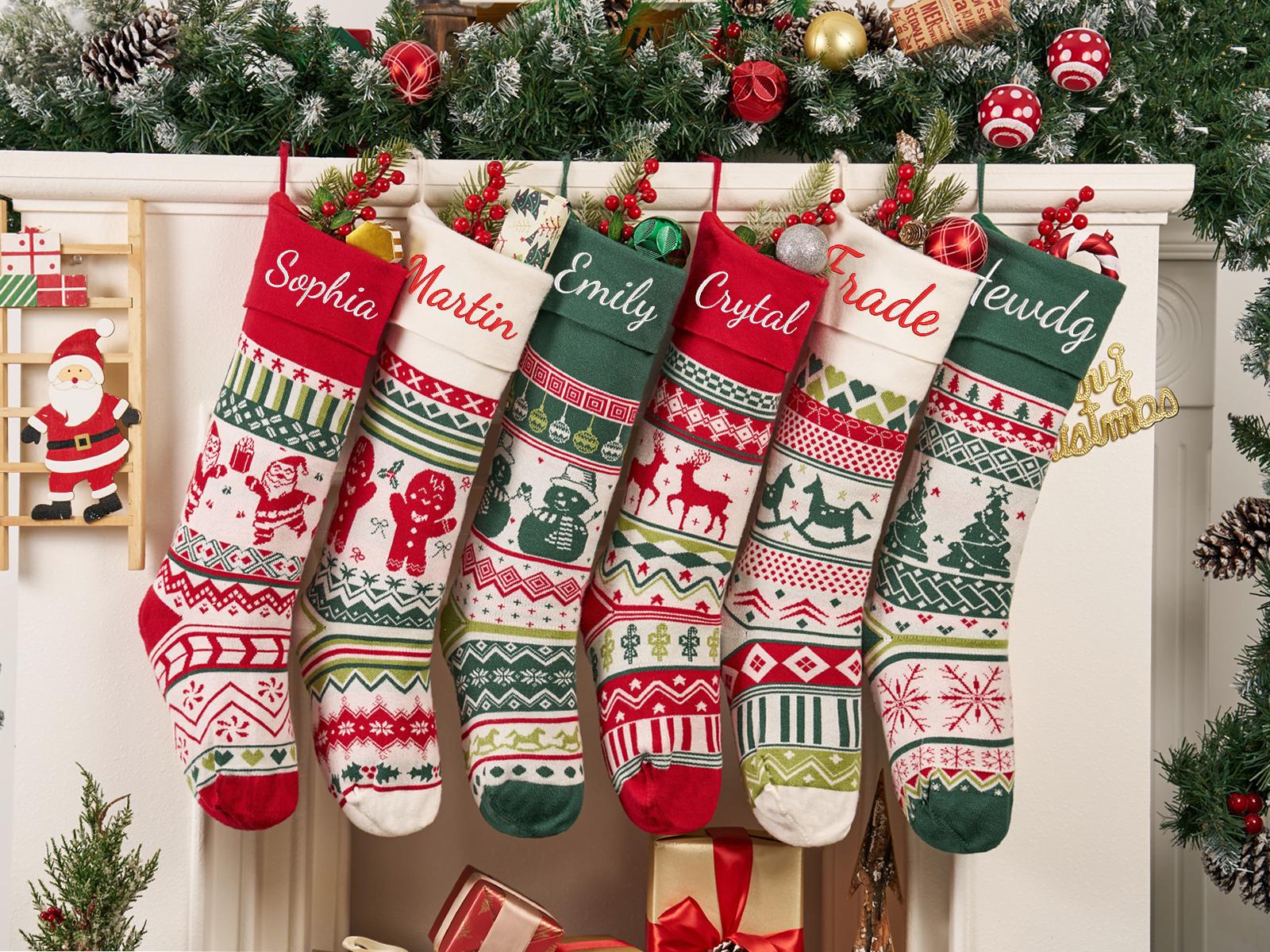 Embroidery Family Christmas Stocking,Personalized Knit Christmas Stocking,Custom Name Stocking,Xmas Stockings For Family,2025 Christmas Gift