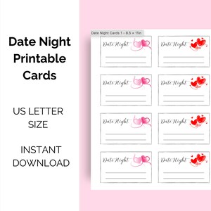 Date Night Karten zum ausdrucken, Last Minute Valentinstag Geschenk, Dating Coupons Vorlage, Date Night Coupons, Jubiläum Romantische Karte Ideen
