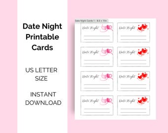 Date Night Cards Printable: Romantic Coupons Template (Digital Download)