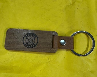 astros baseball team laser engraved logo keychain