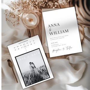 Black and White Wedding Invitation | Minimalist Wedding Invitation