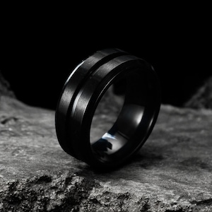 Black Tungsten Ring for Men, Brushed Matte Black Wedding Band, Minimalist Engagement Ring, 8mm Durable Tungsten Carbide Ring, Gift for Him
