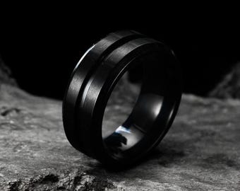 Brushed Matte Black Tungsten Ring - Durable Minimalist Wedding Band