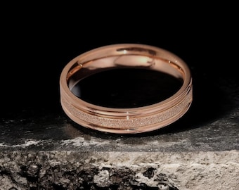 Rose Gold & Silver Wedding Band Set: Minimalist Textured Rings