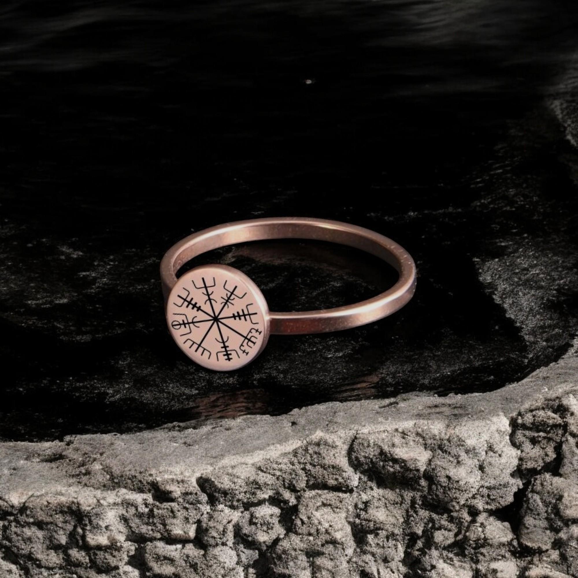 Sterling Silver Vegvisir Rune Ring Viking Rune Jewelry Valknut Norse ...