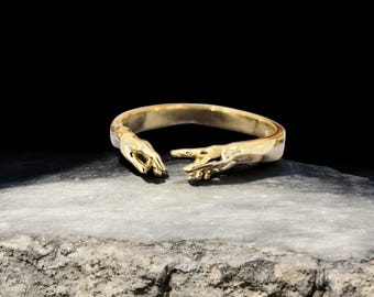 Gold Hand Ring: Adjustable Open Band Statement Jewelry