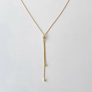 Elegant 18K Gold & Silver Tone Lariat Necklace - Adjustable Stainless Steel Bolo