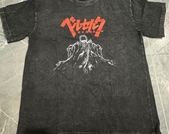 Berserk Guts Graphic Anime T-Shirt | Vintage Black Washed Tee