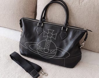Schwarze Gothic Seesack für Reisen, Weekender Geschenk für Ihn, Mikrofaser Leder Handtragen