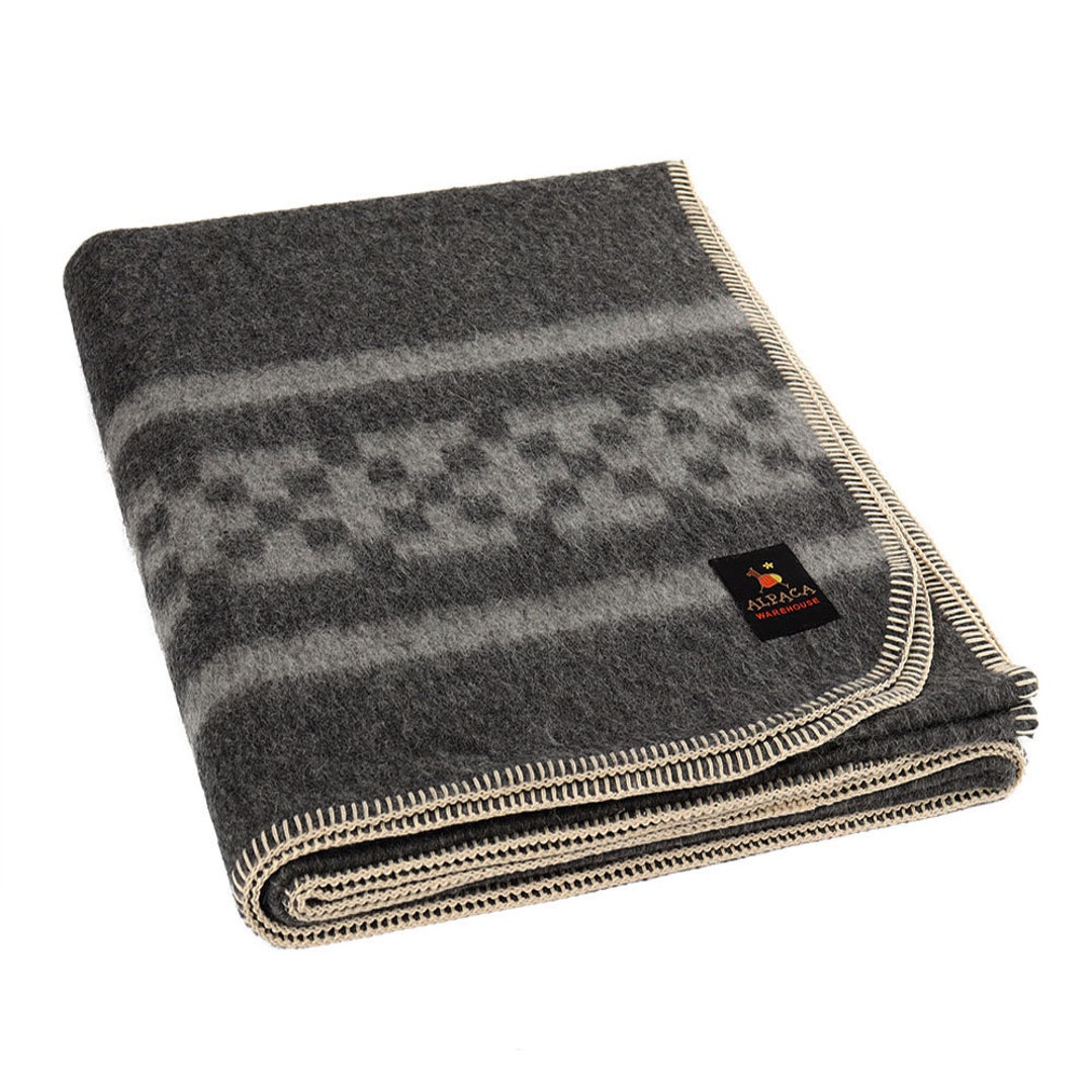 Thick Alpaca Wool Blanket Heavyweight Alpaca Wool Throw Camping