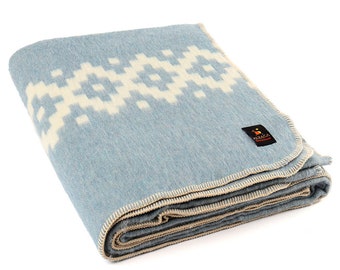 Thick Alpaca Wool Blanket Heavyweight Alpaca Wool Throw Camping Outdoors Indoors Soft Peruvian Alpaca Wool Blankets King Size Peru Blue