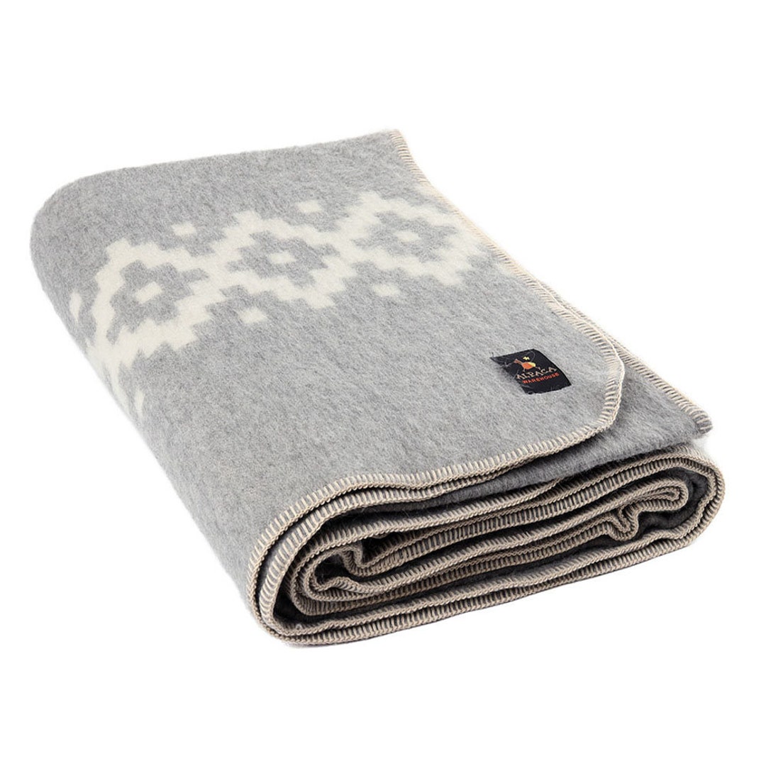 Thick Alpaca Wool Blanket Heavyweight Alpaca Wool Throw Camping