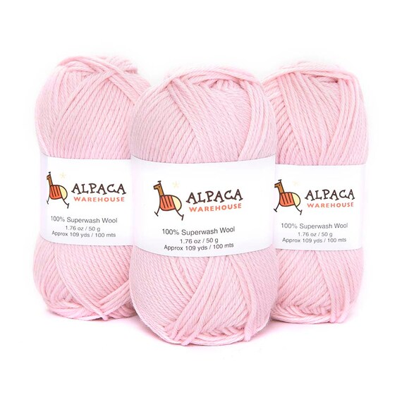 100% Baby Alpaca Yarn Wool Set of 3 Skeins DK Weight - Made in Peru -  Heavenly Soft and Perfect for Knitting and Crocheting (Baby Pink, DK)