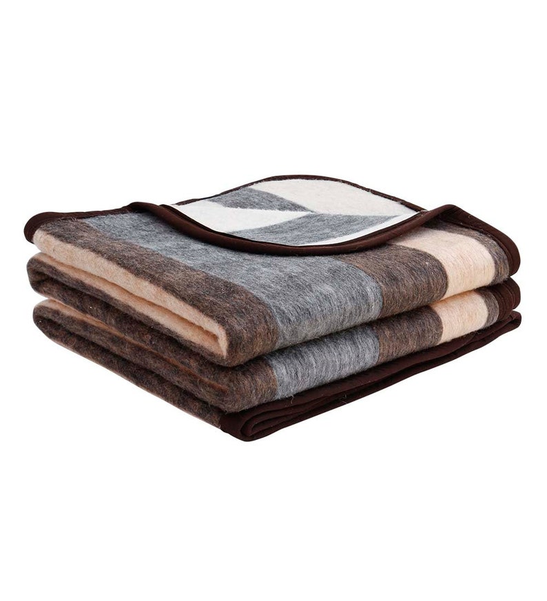 Thick Alpaca Sheep Wool Blanket Throw Heavyweight Camping Outdoors