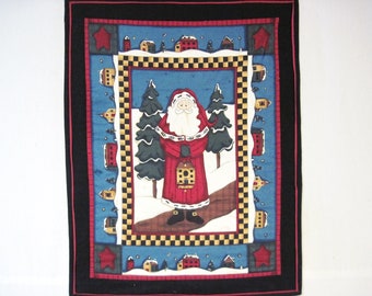 Quilted Vintage Santa  wall hanging wall art country farmhouse