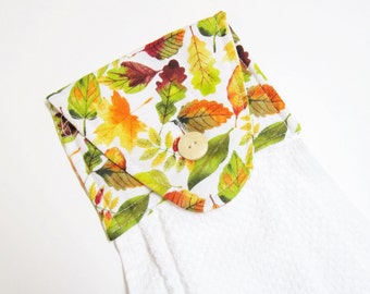 Hanging kitchen button top  towel  colored  leaves contemporary