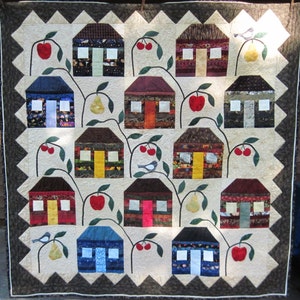 Country Farmhouse  lap throw sofa quilt large wall hanging  applique  patchwork 60 in.