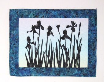 Quilted wall art Iris in silhouette