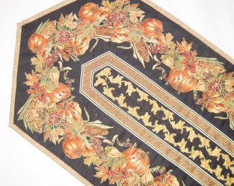 Fall Quilted Table Runner  colored  leaves  pumpkins Thanksgiving