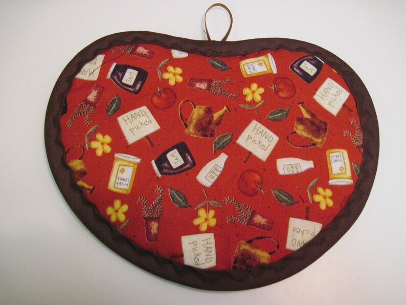 Hot pad potholder set pot pincher farm market Hand Picked Fruit brown rust Jam