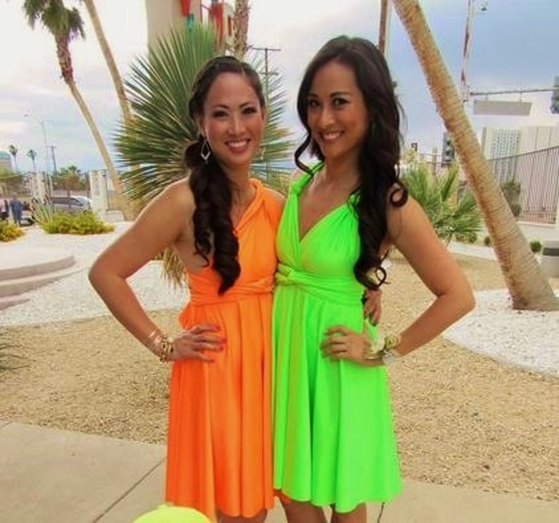 Neon Orange Bridesmaid Dresses