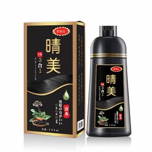 May include: A black hair care product with a matching box. The box and bottle feature gold accents and Japanese text. The product is labeled "3 in 1" and includes an illustration of a plant. The bottle contains 500 ml of product.