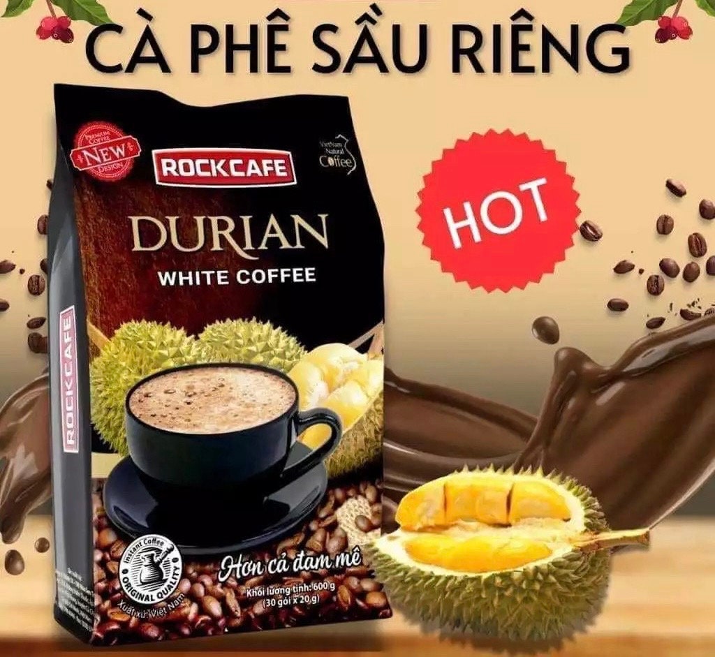 Rockcafe Instant White Coffee With Durian Flavor 30 Packets per