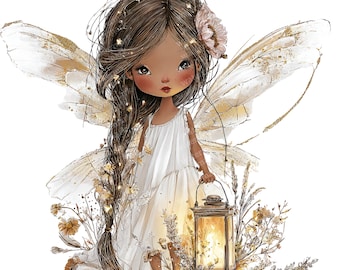 20 Fairy Girl Clipart ,High Quality PNGs, Printable Watercolor clipart, Digital download, Paper craft, junk journals