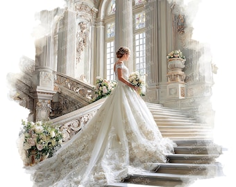 15 Luxury Bride Clipart, High Quality PNGs, Printable Clipart, Instant Download, Printable Watercolor, Paper Craft, Junk Journals