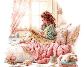 37 imágenes prediseñadas de chicas relajándose, PNG de alta calidad, imágenes prediseñadas para imprimir, descarga instantánea, acuarela para imprimir, manualidades con papel, álbumes de recortes.